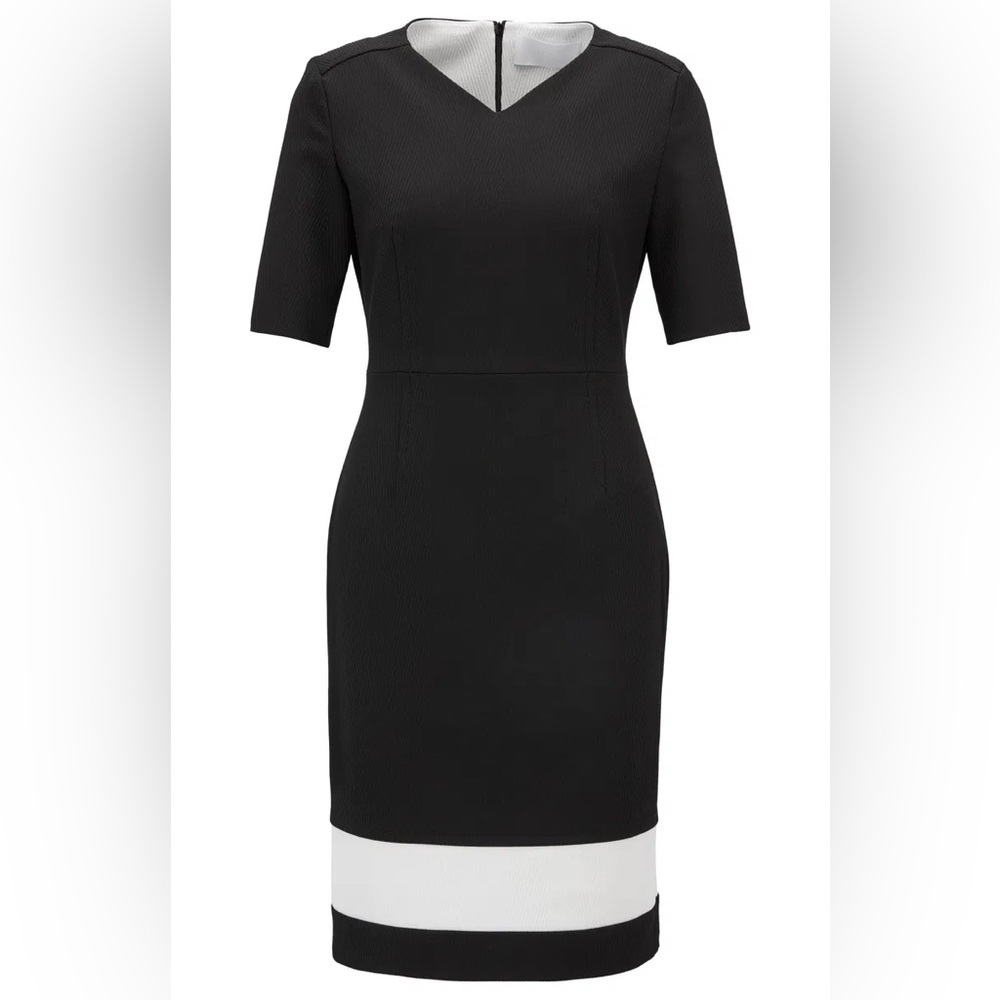 Boss Hugo Boss Textured Colorblock Classic Black White  Sheath Dress size L
